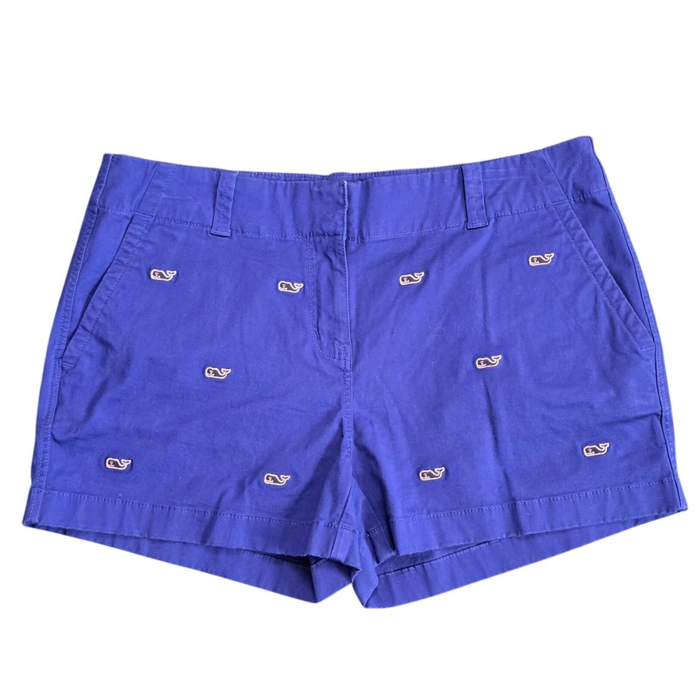 Vineyard Vines Womens Sz 10 Ocean Blue Whale Chino Shorts Preppy Nautical Summer